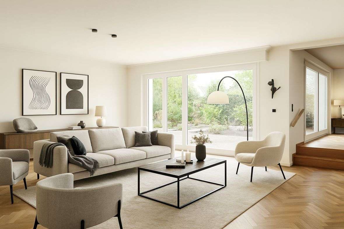 Wohnzimmer virtuell möbliert